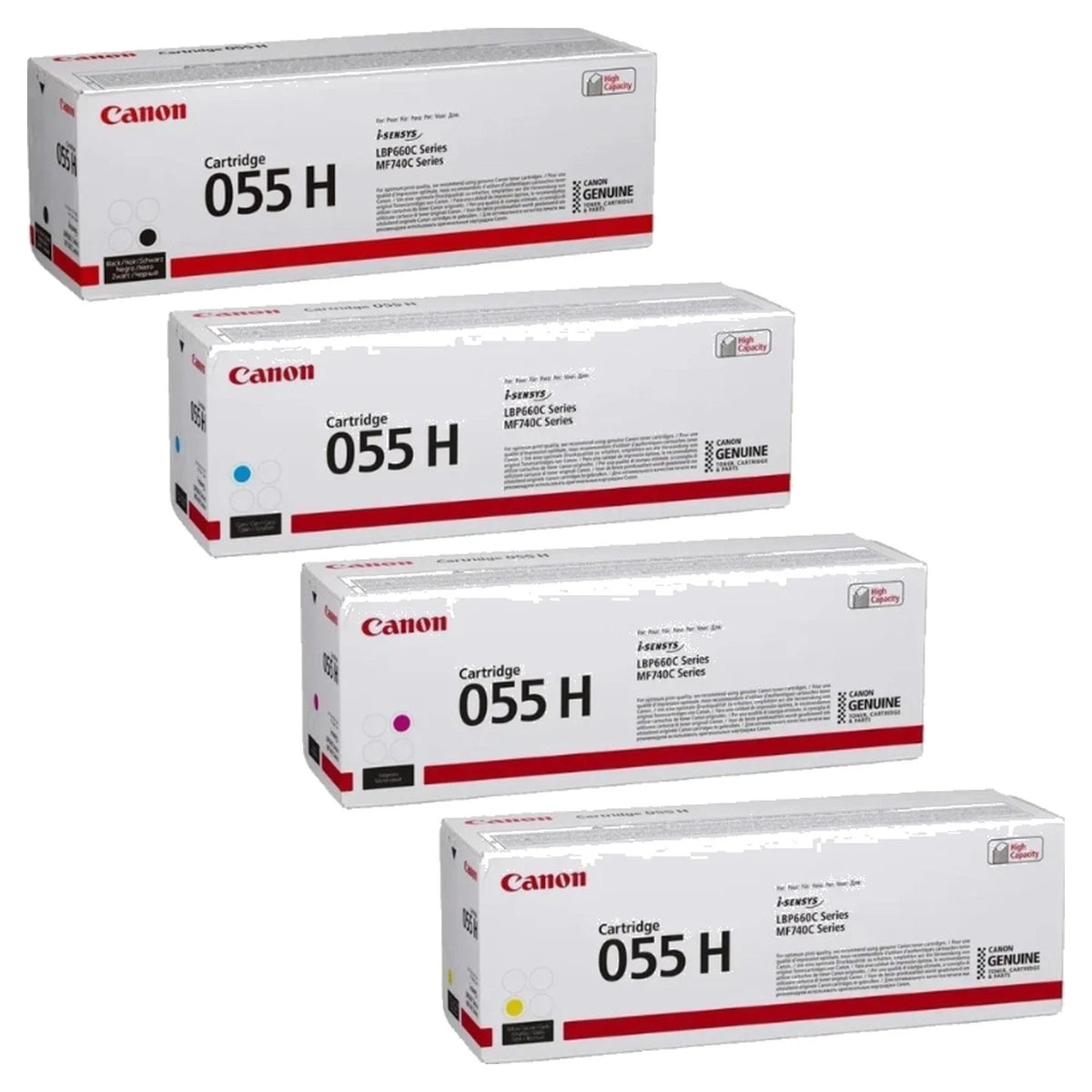 Canon 055H Genuine OEM Toner Cartridge 4-Pack High Yield Black, Cyan, Magenta & Yellow